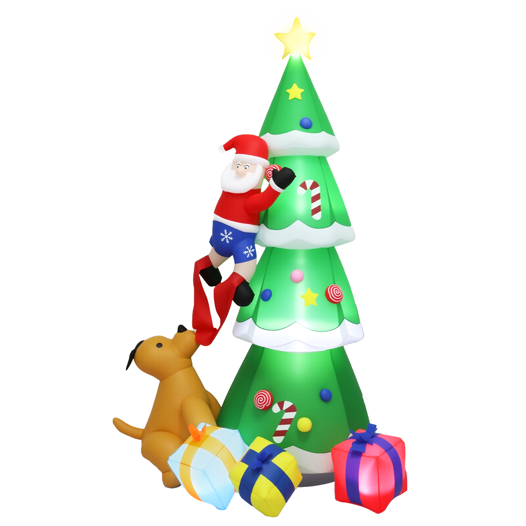 Santaco Inflatable Christmas 2.4M Xmas Tree Santa Claus-1952534170358124552