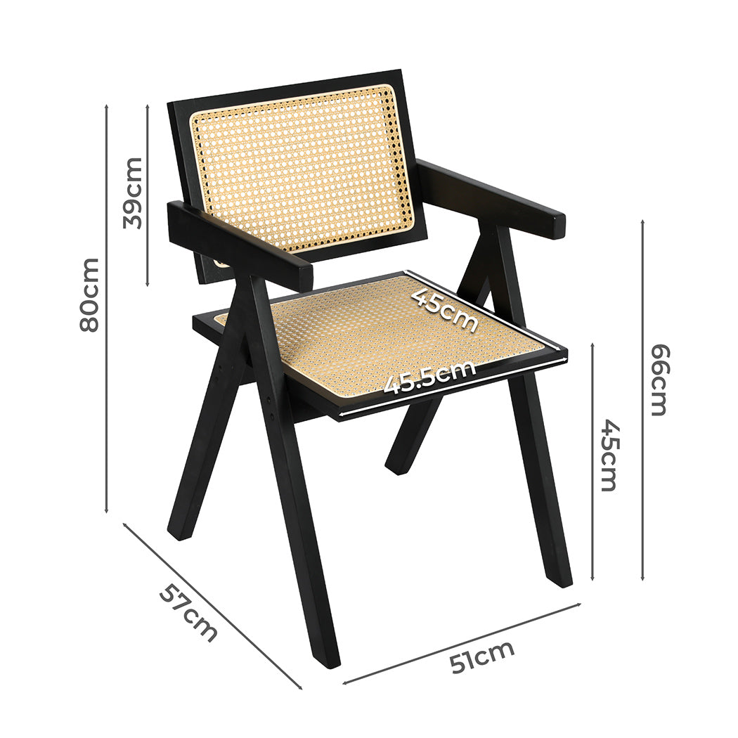 Levede 2x Black Wicker Armchair Dining Chair-1966287371402088450