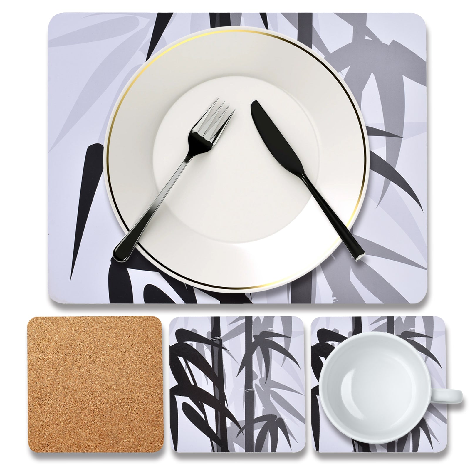 4 Pcs Clevinger Mdf Coasters Bamboo - 08