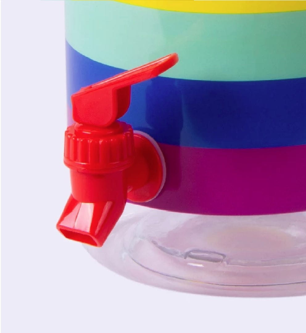 5 Pcs 38L Leakproof Beverage Dispenser With 4 Cups Rainbow - 02