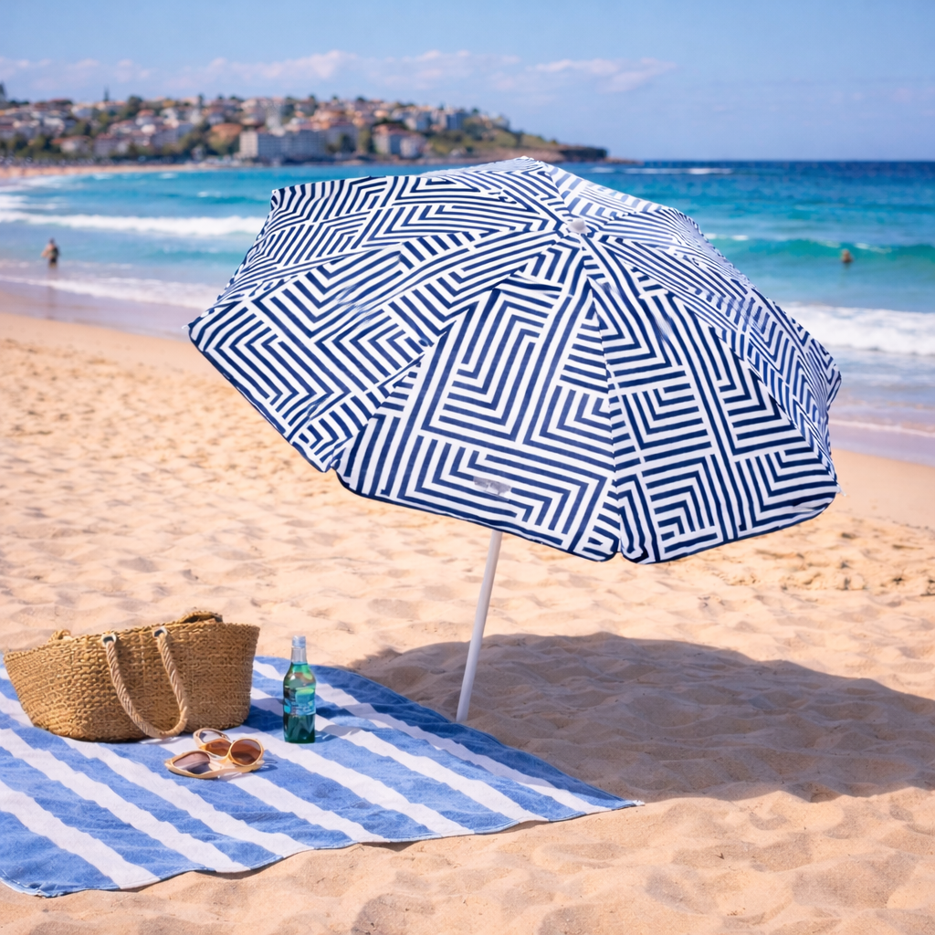1.8m Tiltable Beach Umbrella with Carry Bag - Makena