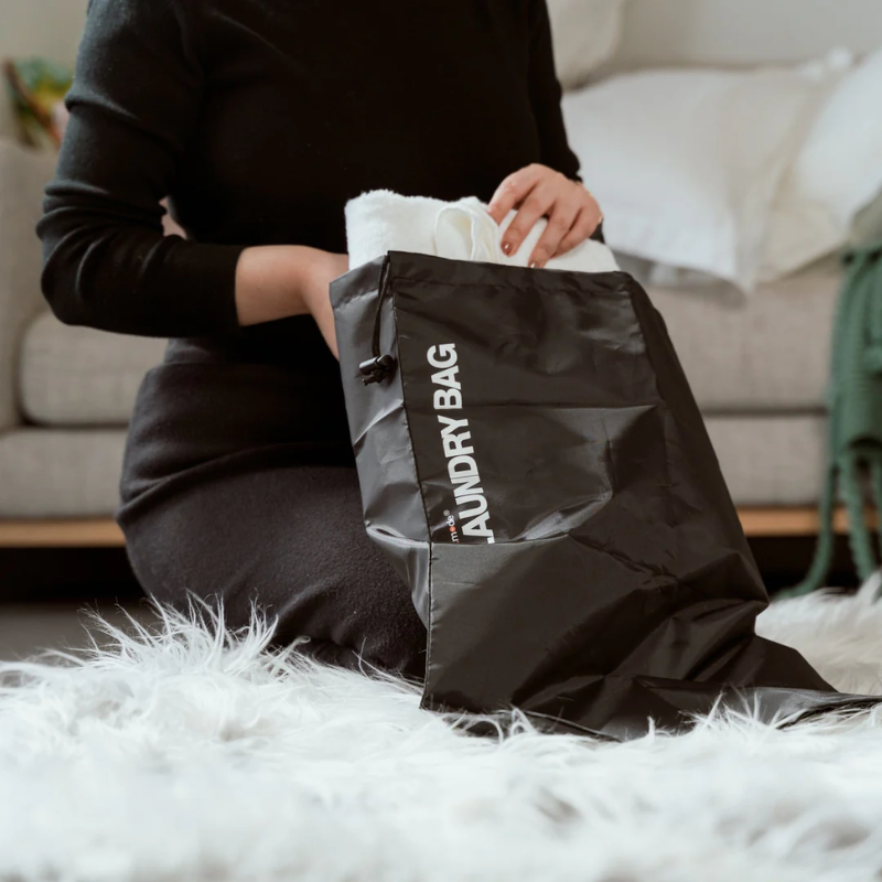 2PCS Travel laundry bag with drawstring closure - Black