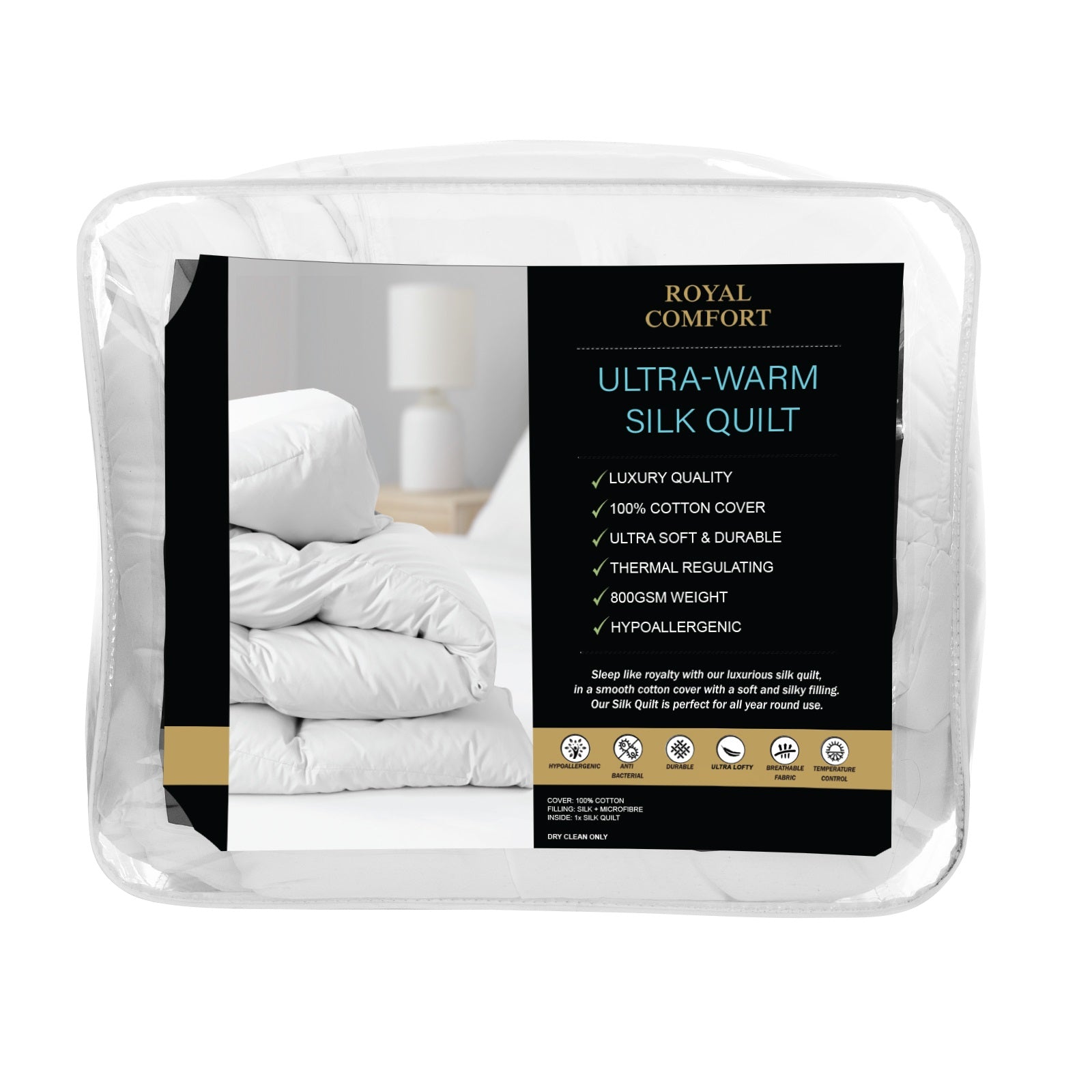 Royal Comfort 800GSM Silk Quilt - Queen-1951134843987431430