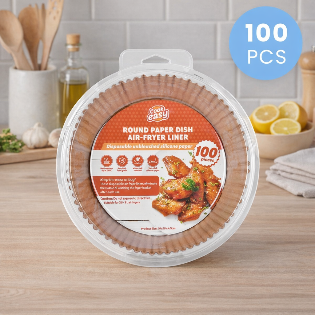 100 PCS 16cm Round Disposable Air fryer Liner Unbleached Silicone Paper