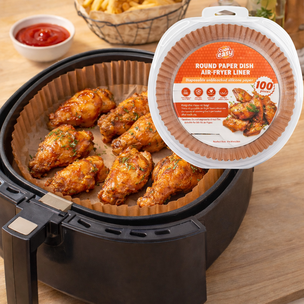 100 PCS 16cm Round Disposable Air fryer Liner Unbleached Silicone Paper