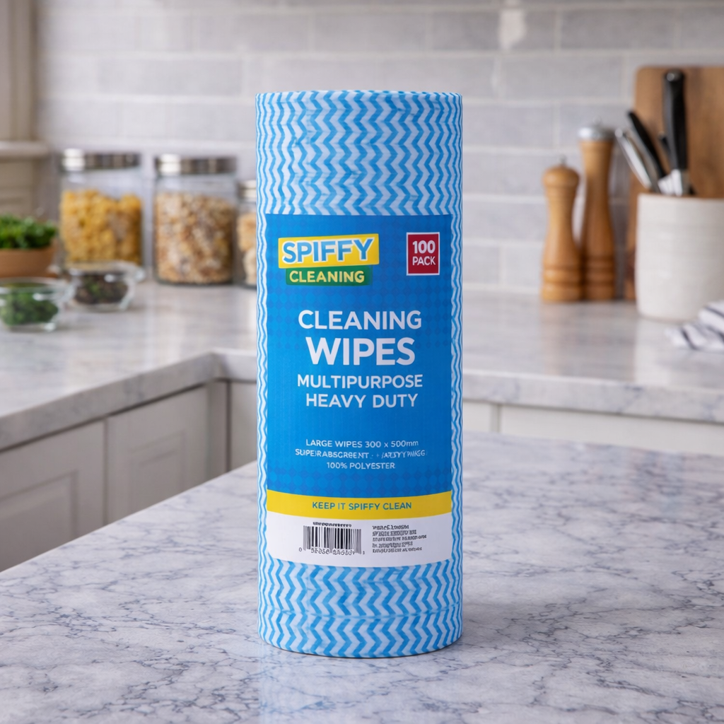 100 Pcs Heavy Duty Multipurpose Cleaning Wipes Roll - Blue