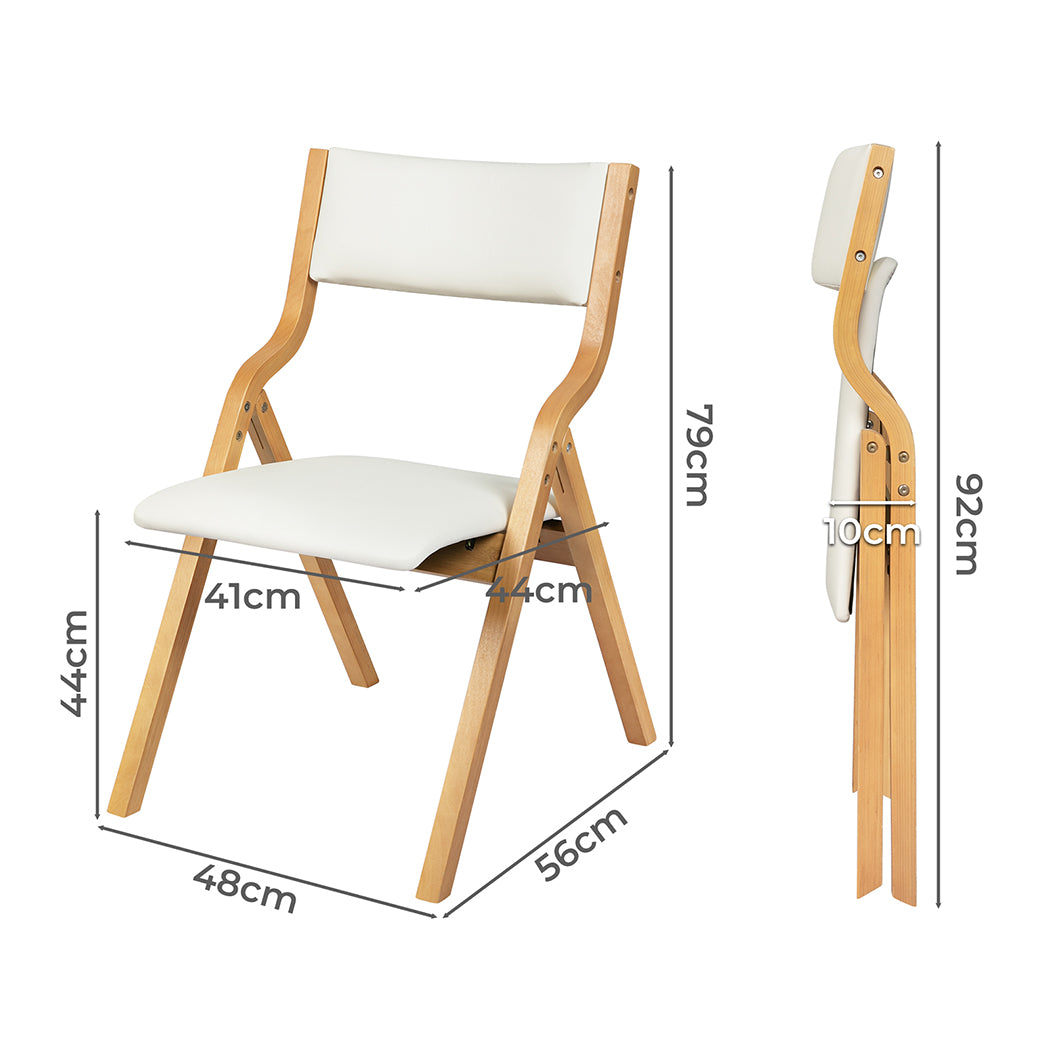Levede 2x Dining Chairs Foldable PU Beige-2006733273778229250