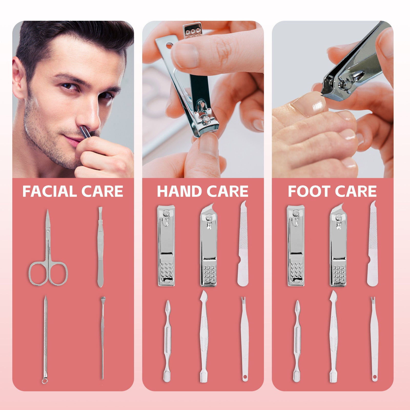10 Pcs Remology Stainless Steel Manicure Set Silver - 19