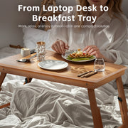 Foldable And Adjustable Bamboo Laptop Table Bed Tray - 10