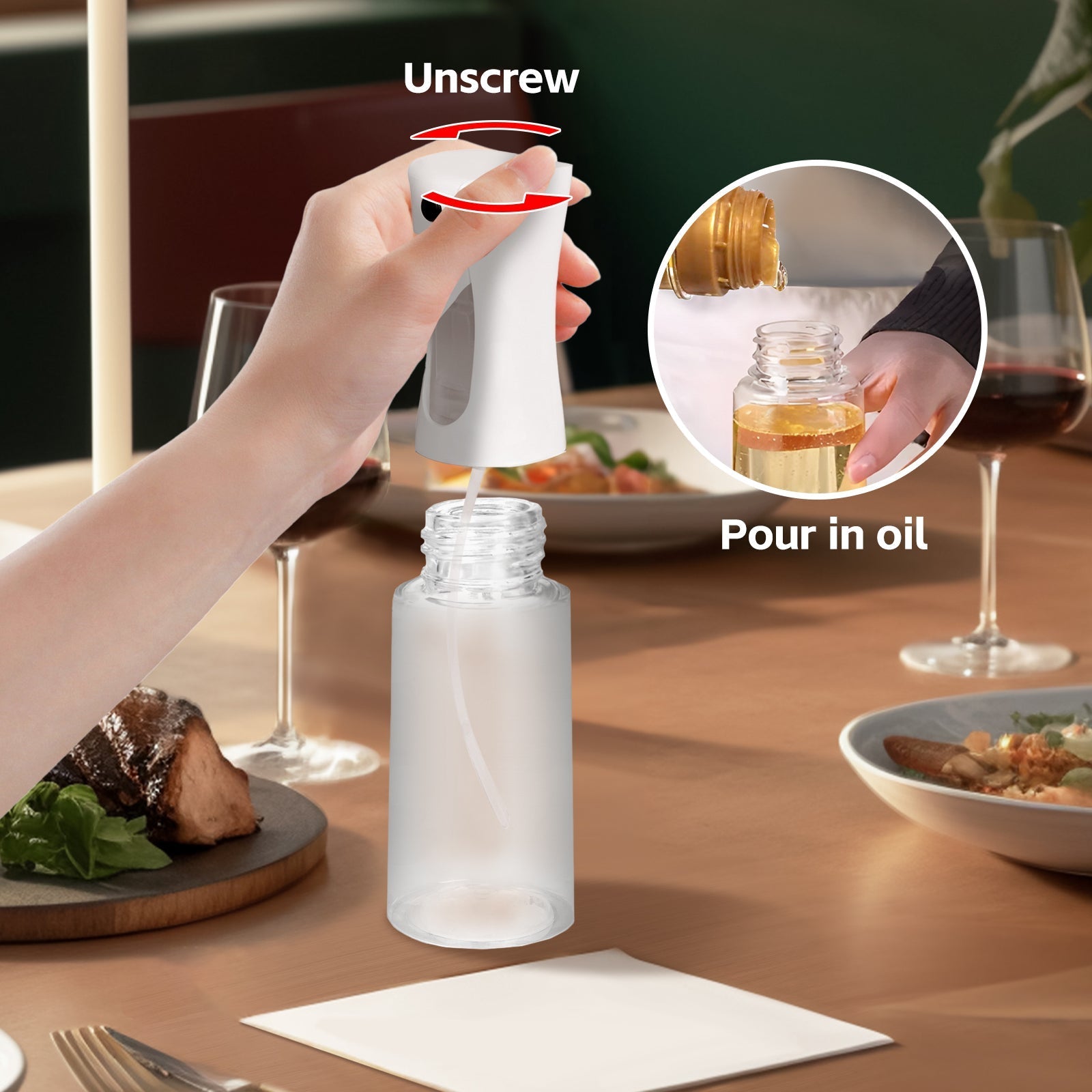 2 Pcs 200Ml Refillable Oil Spray Bottles - 10