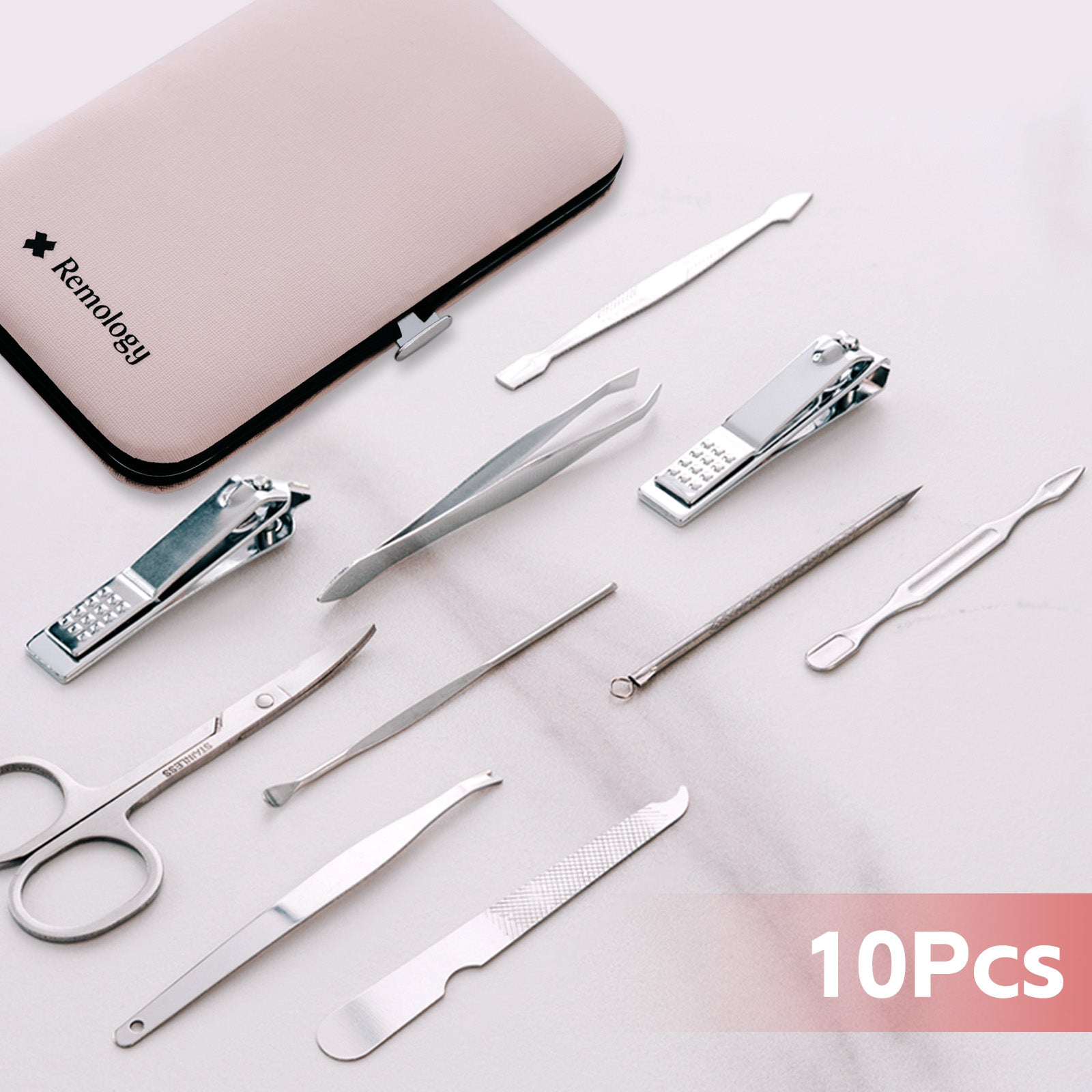 10 Pcs Remology Stainless Steel Manicure Set Silver - 12