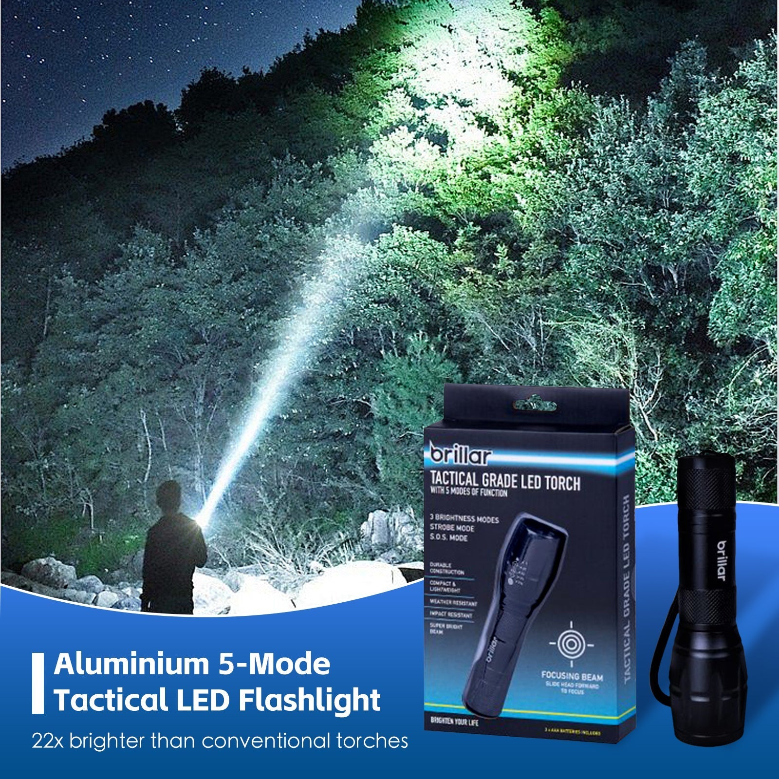 Aluminium 5 Mode Tactical Led Flashlight - 11