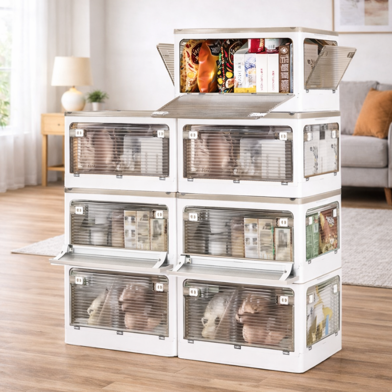 124L Functional Storage Containers Stackable Lid and Wheels - White ...