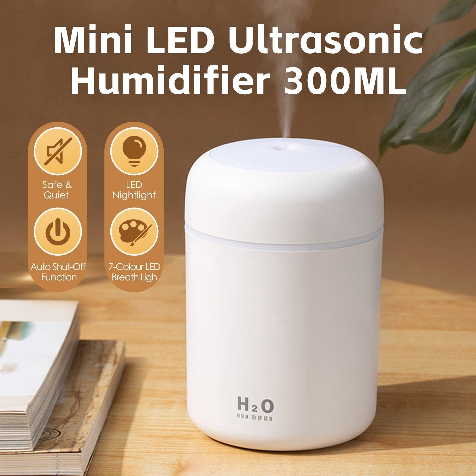 Livingtoday Mini Led Ultrasonic Humidifier 300Ml - 01