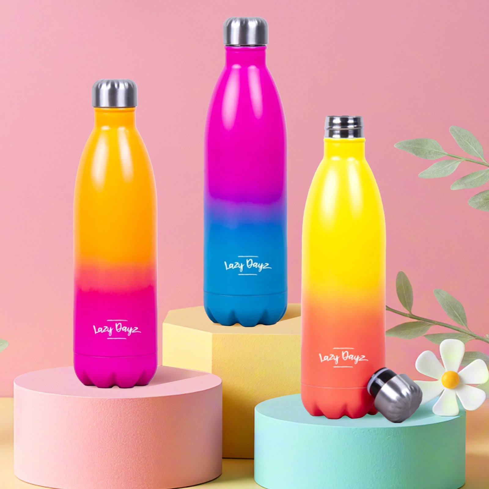 Lazy Dayz Jumbo Drink Bottle 1L Orange Pink Ombre - 05