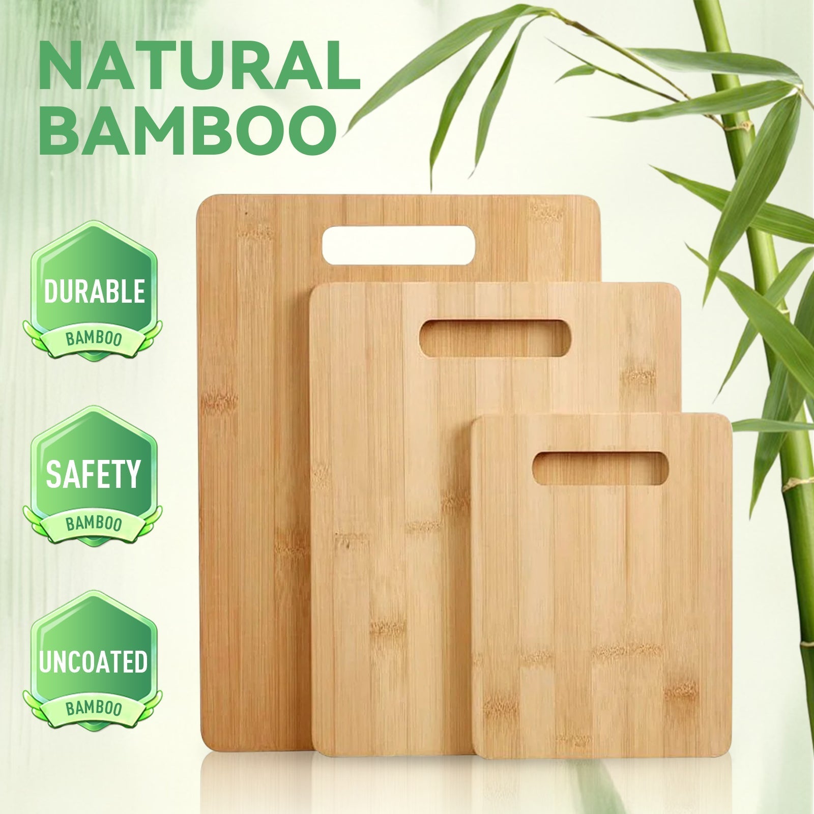 3 Pcs Bamboo Cheese Cutting Serving Chopping Board Set - 01