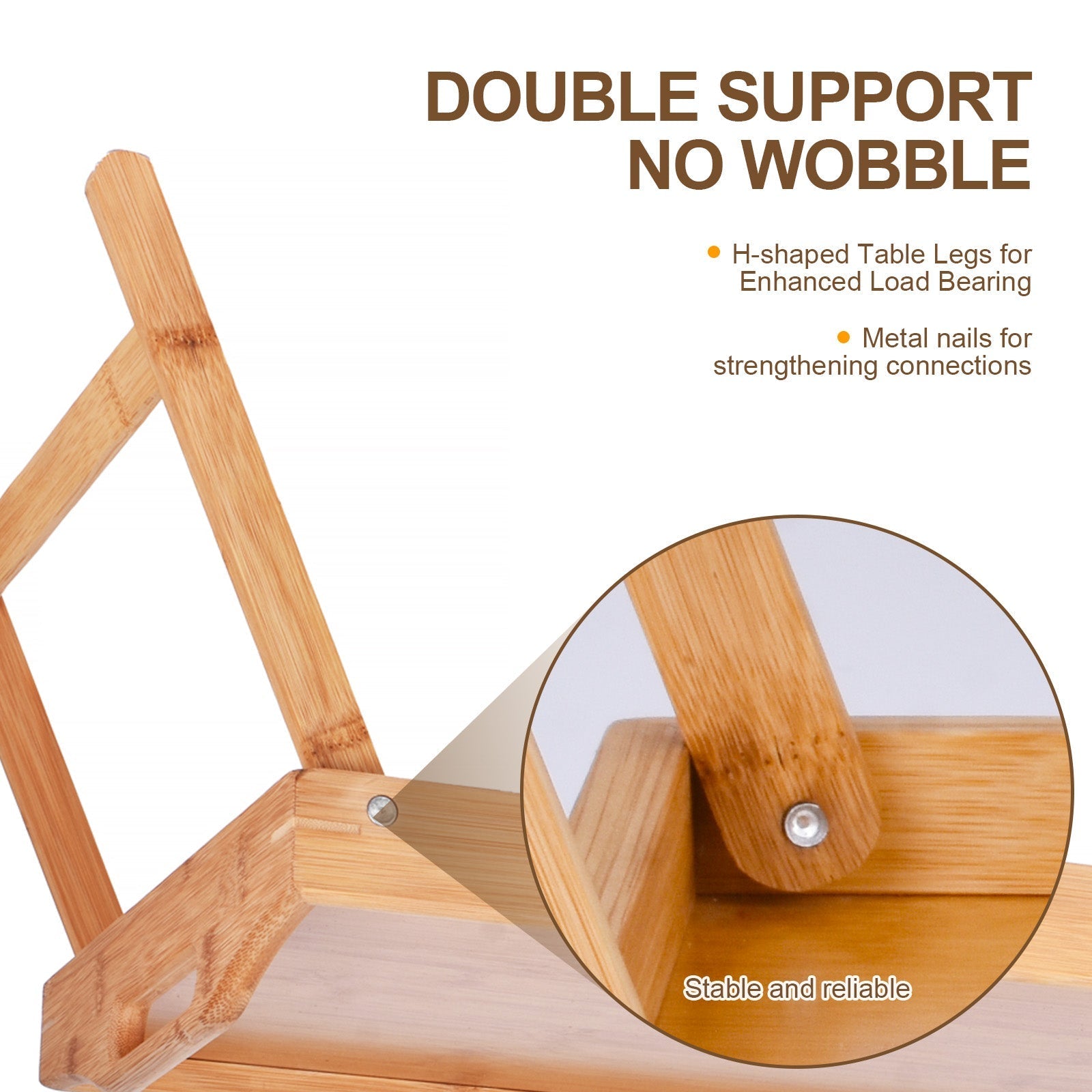 Foldable Bamboo Bed Tray Breakfast Serving Table - 04