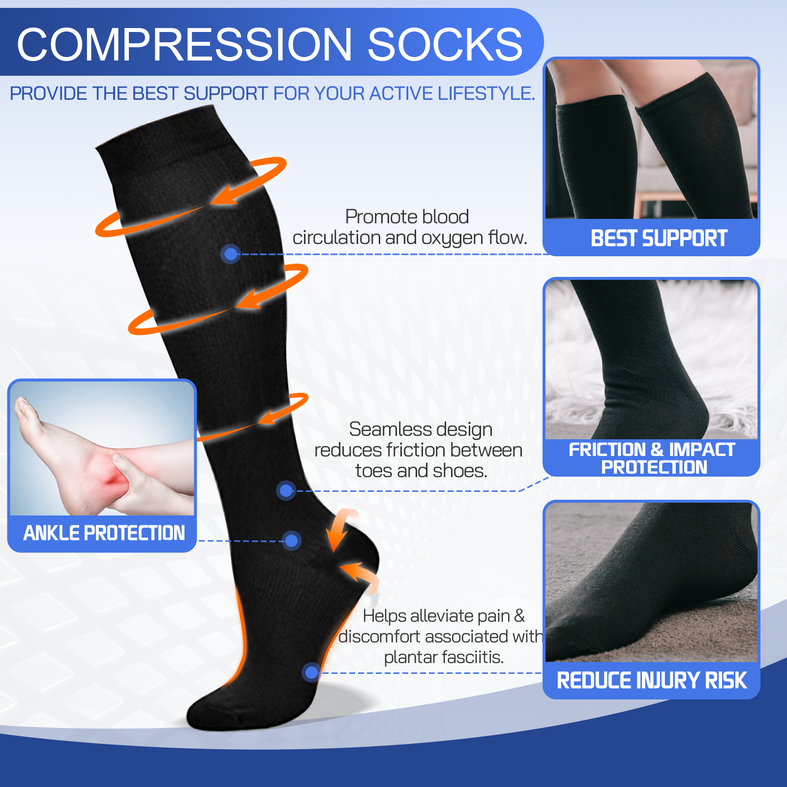 Travel Anti Fatigue Flight Compression Socks M - 02