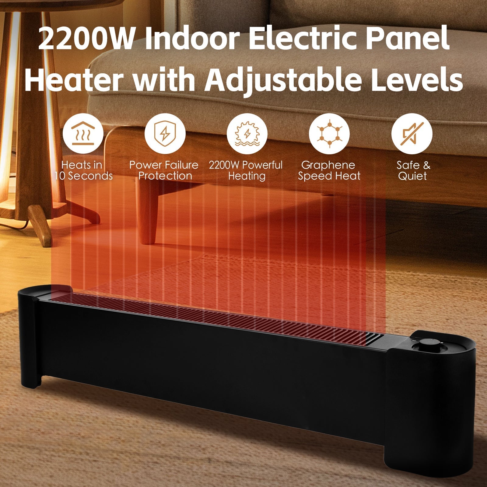 2200W Graphene Floor Electric Heater Fast Heating Energy Efficient Portable Indoor Heater - 01