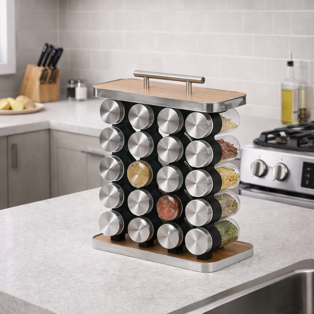 20-Jar Spice Rack Organizer Storage for Kitchen Countertop or Cabinet