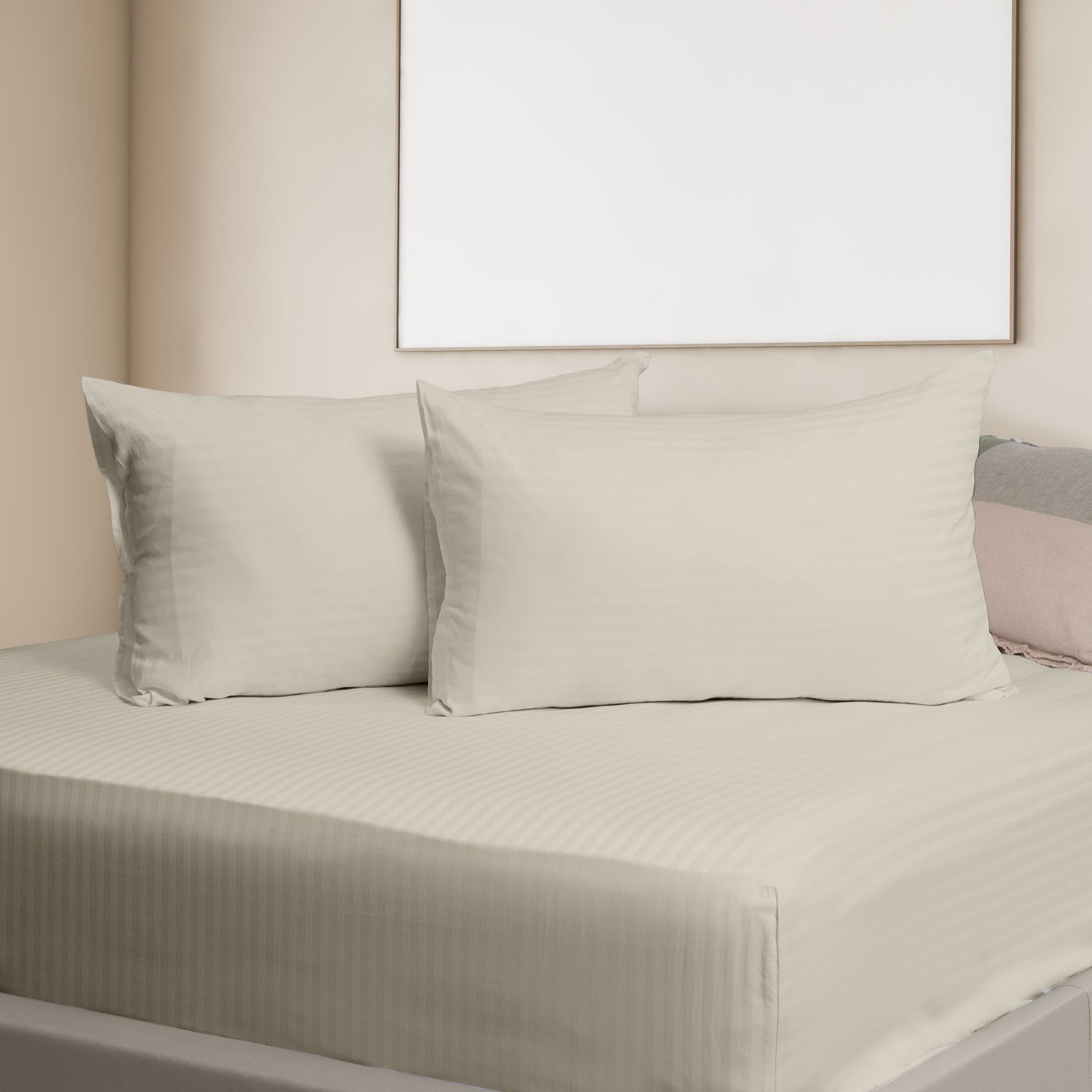 KENSINGTON 1200TC COTTON SHEET SET IN STRIPE-KING - SAND-1951134851184857091