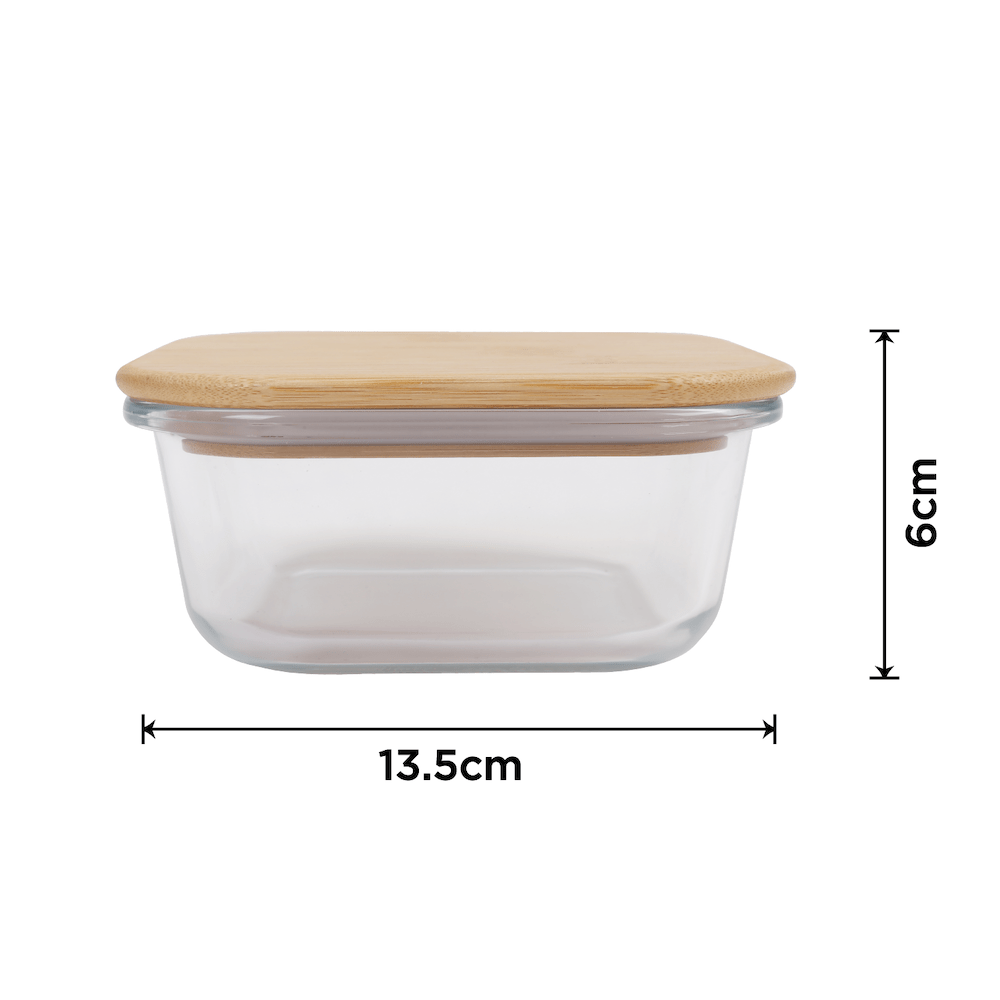 Medium Bamboo Food Container Clear Glass With Bamboo Lid - 08