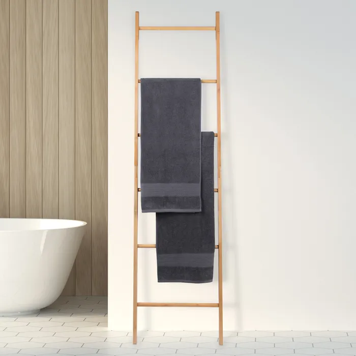 180Cm 6 Steps Bamboo Towel Ladder - 04