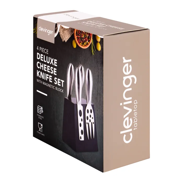 4 Pcs Clevinger Hobson Stainless Steel Cheese Knife Set With Magnetic Block - 05