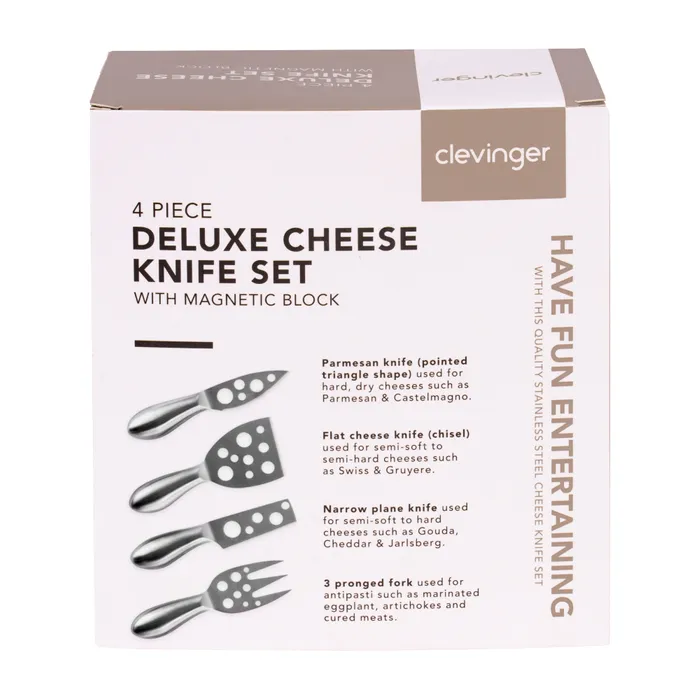 4 Pcs Clevinger Hobson Stainless Steel Cheese Knife Set With Magnetic Block - 06