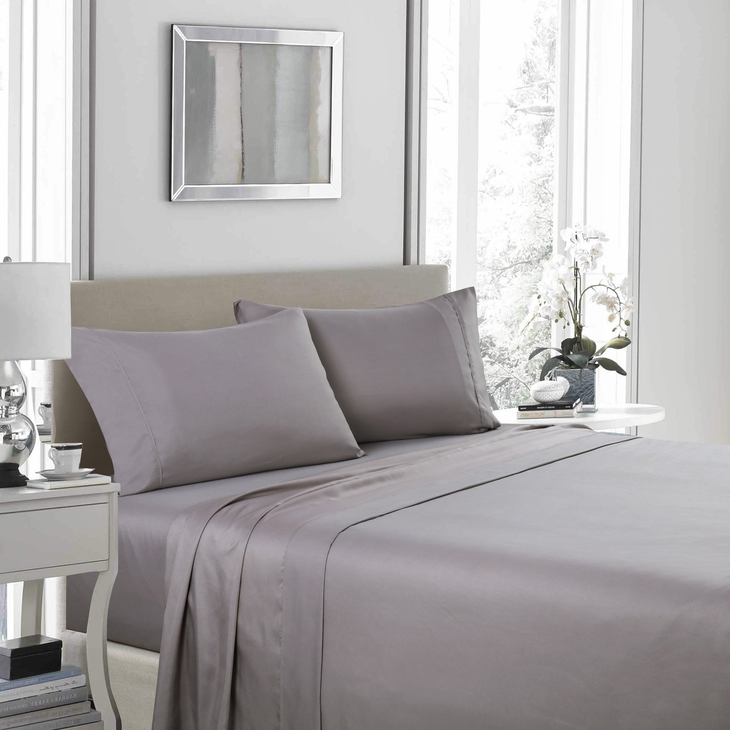 Royal Comfort 1200TC Ultrasoft 4 Piece Sheet Set - Double - Charcoal-1951134857073659905