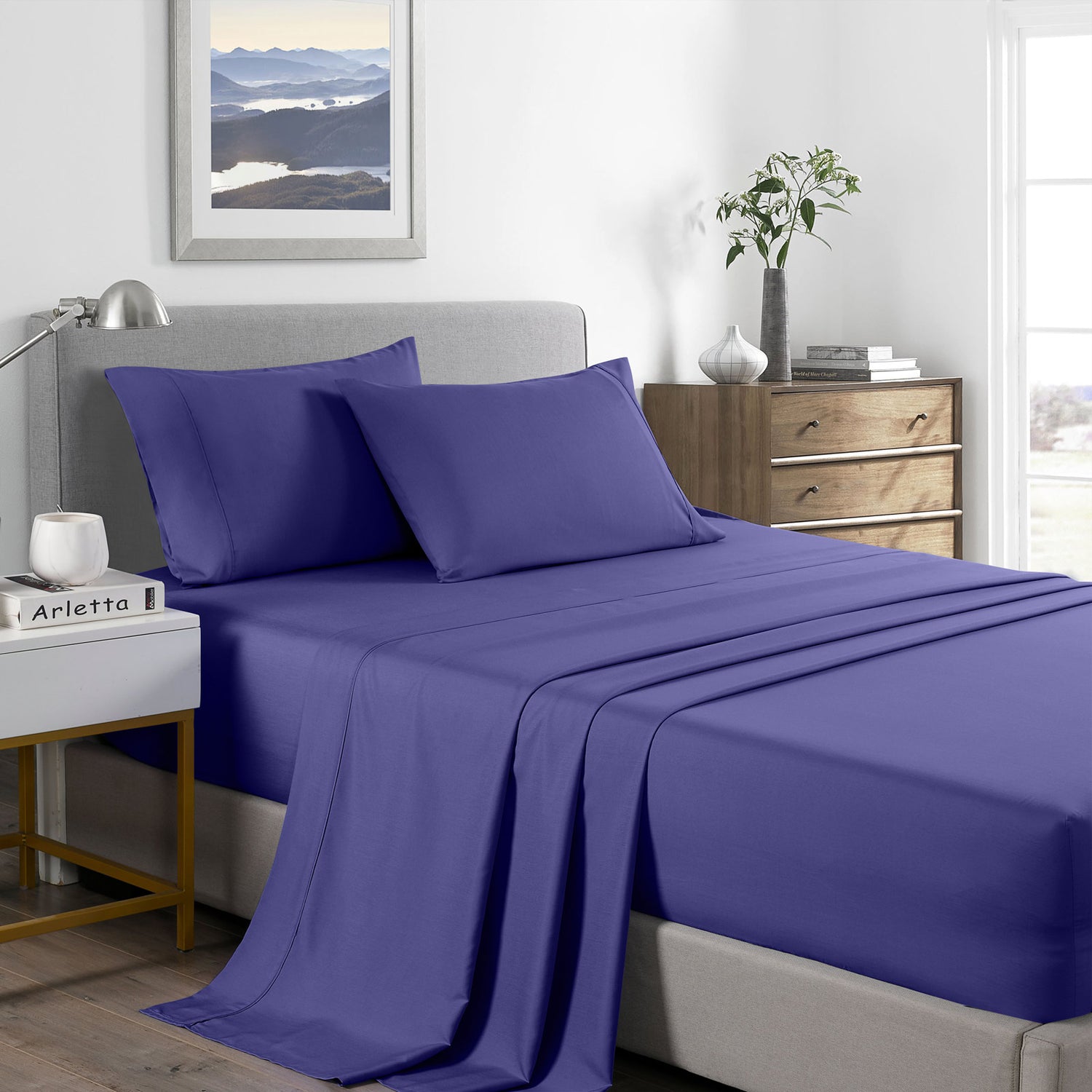 Royal Comfort Bamboo Cooling 2000TC Sheet Set - King-Royal Blue-1951134863130234880