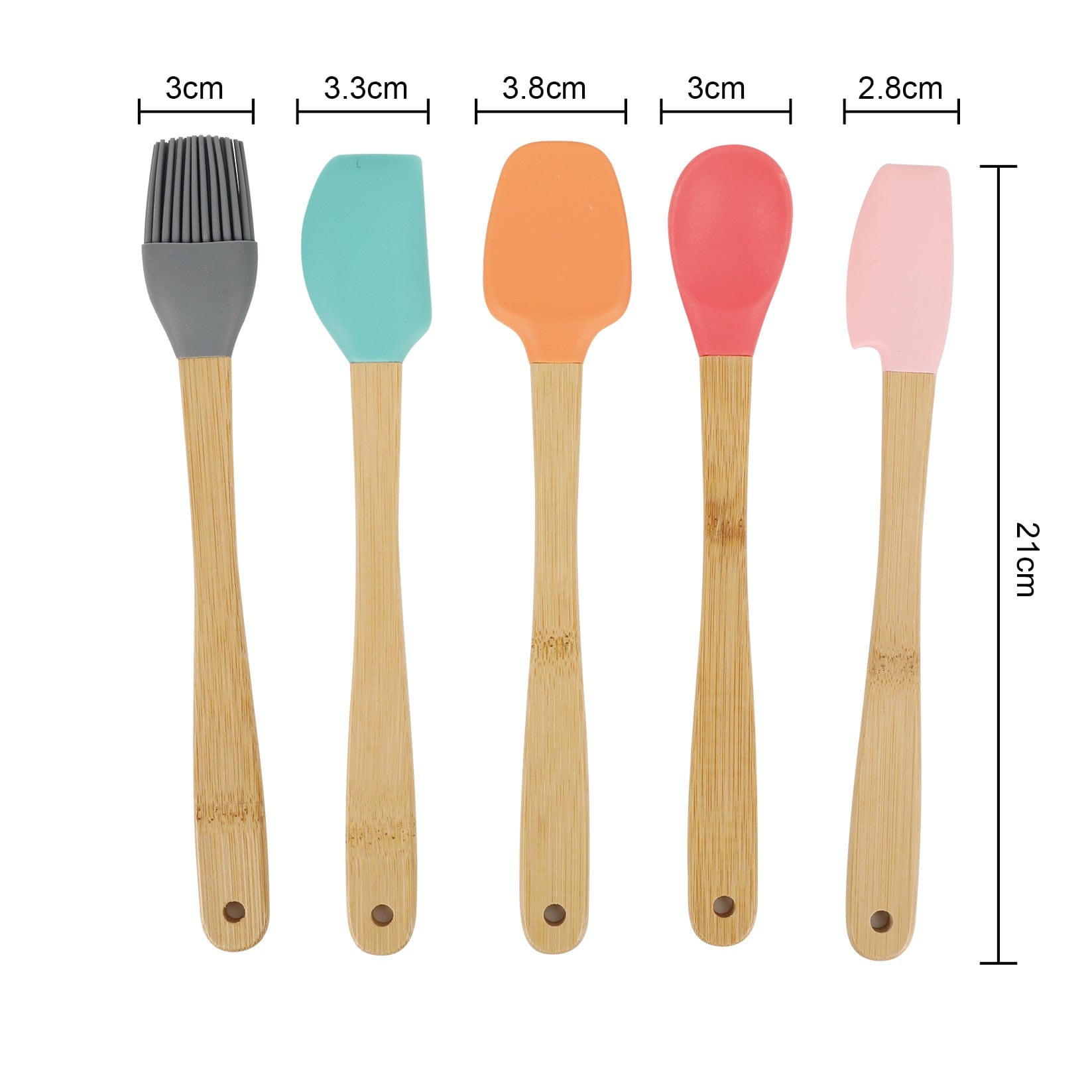 5Pcs Mini Silicone And Bamboo Utensils Set - 08