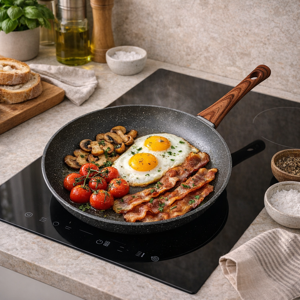 28cm PFOA Free Non-Stick Frypan with Wooden Look Handle