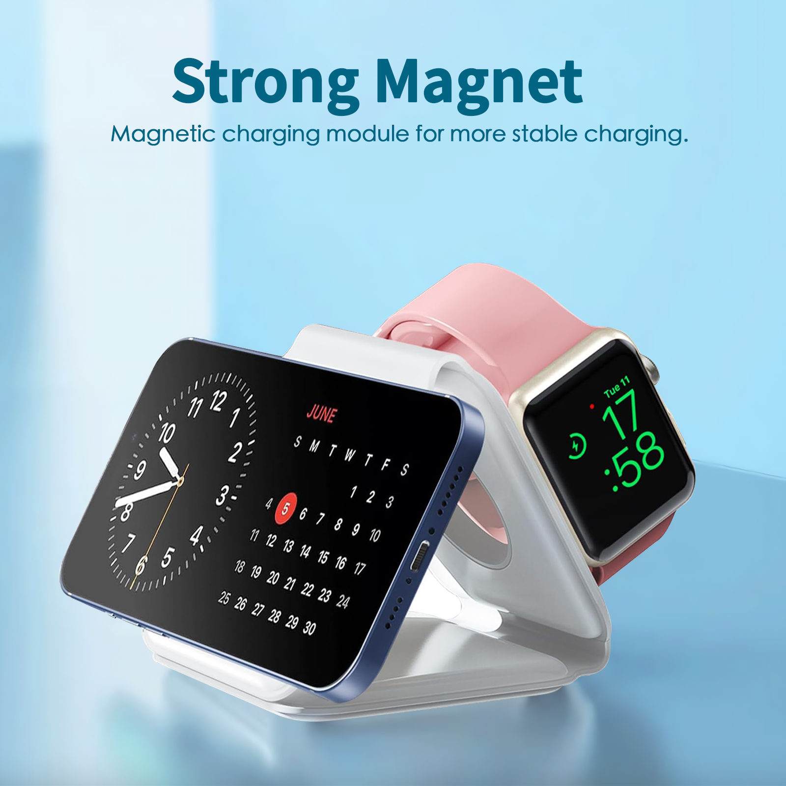 3 In 1 Wireless 15W Qi Fast Charging Foldable Station For Apple Mag Safe - 04