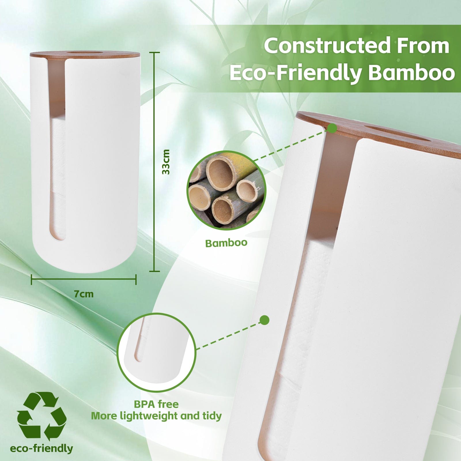 Bamboo Lid Toilet Roll Storage Holder - 03
