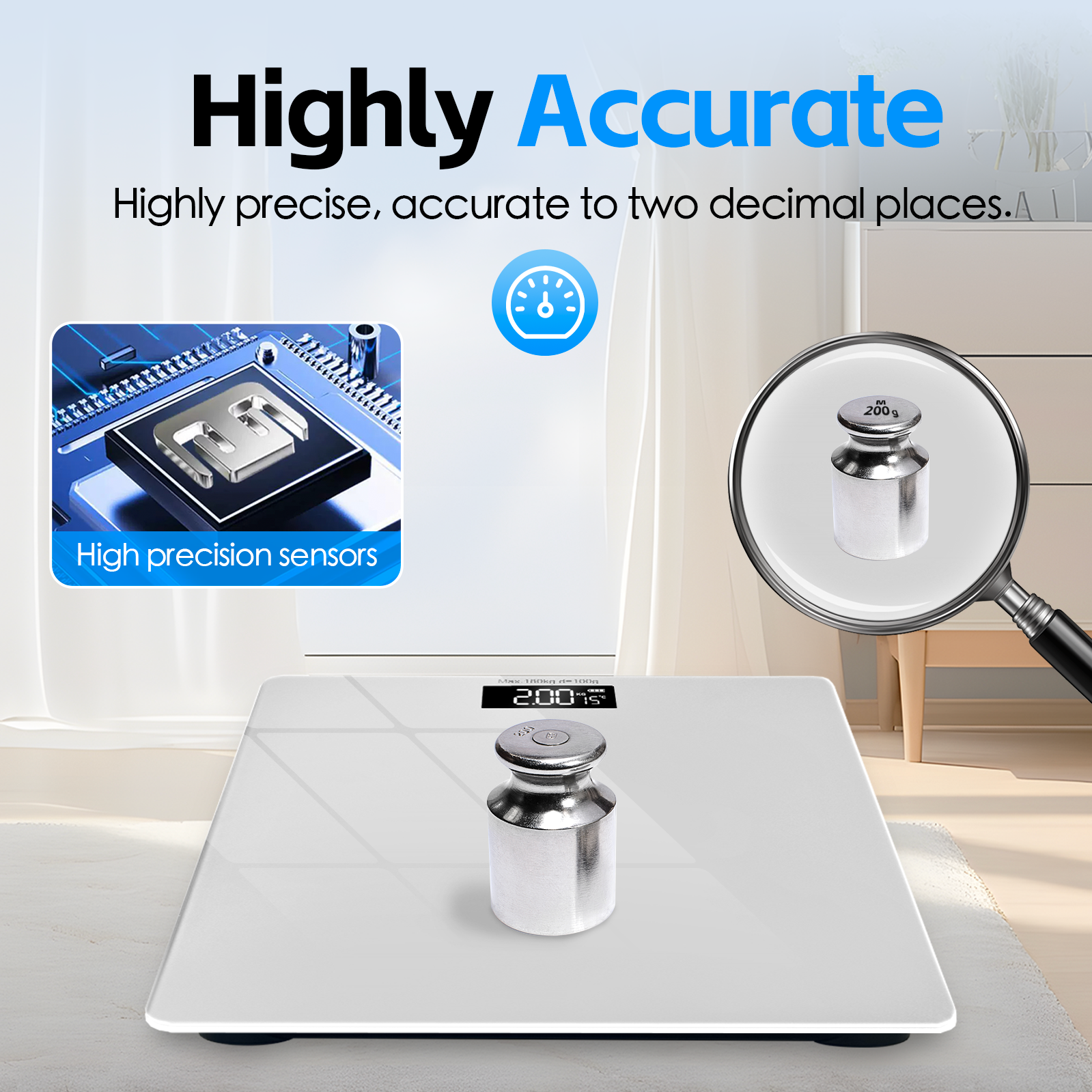 Clevinger Silver Digital Glass Bathroom Scale Max Capacity 180Kg - 02