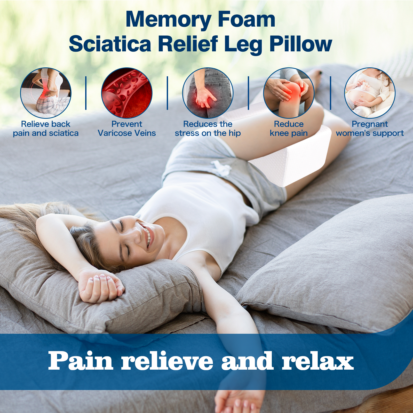 Memory Foam Sciatica Relief Leg Pillow - 03