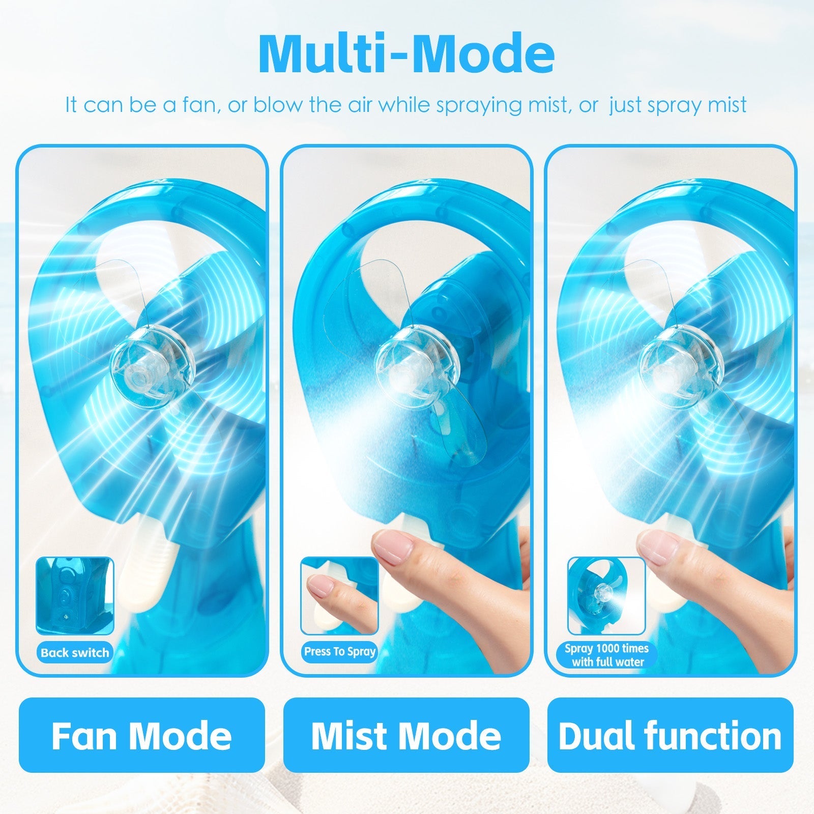 Lazy Dayz Water Spray Fan Blue - 08