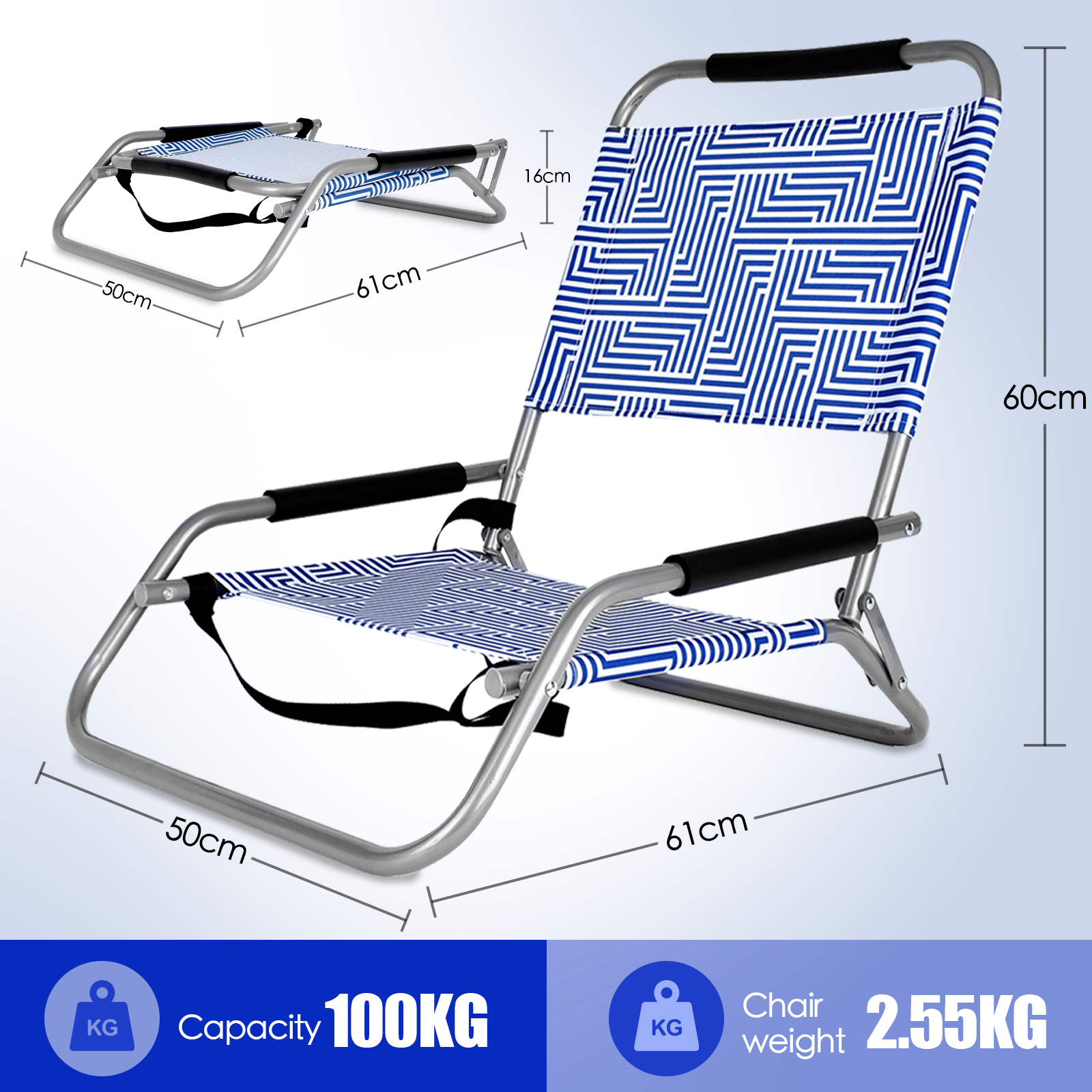 2 Pcs Lazy Dayz Foldable Beach Chair Makena - 04