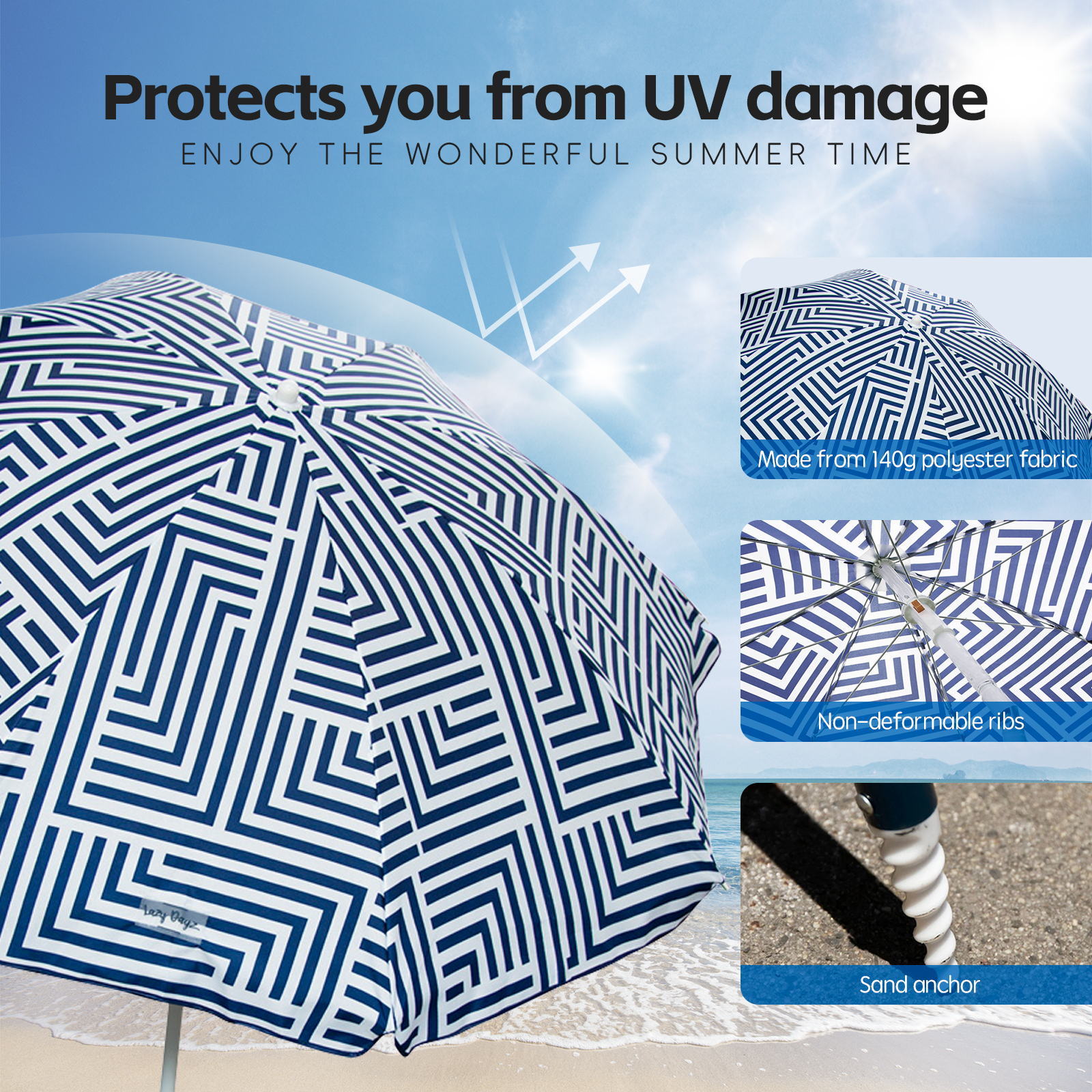 Lazy Dayz 18M Tiltable Beach Umbrella With Carry Bag Makena - 09