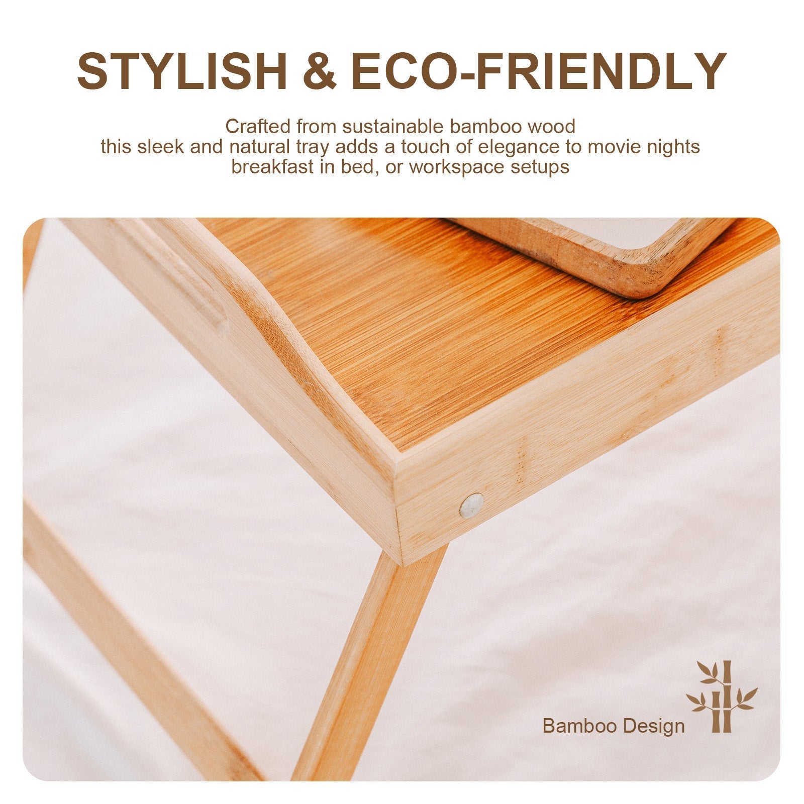 Foldable Bamboo Bed Tray Breakfast Serving Table - 05