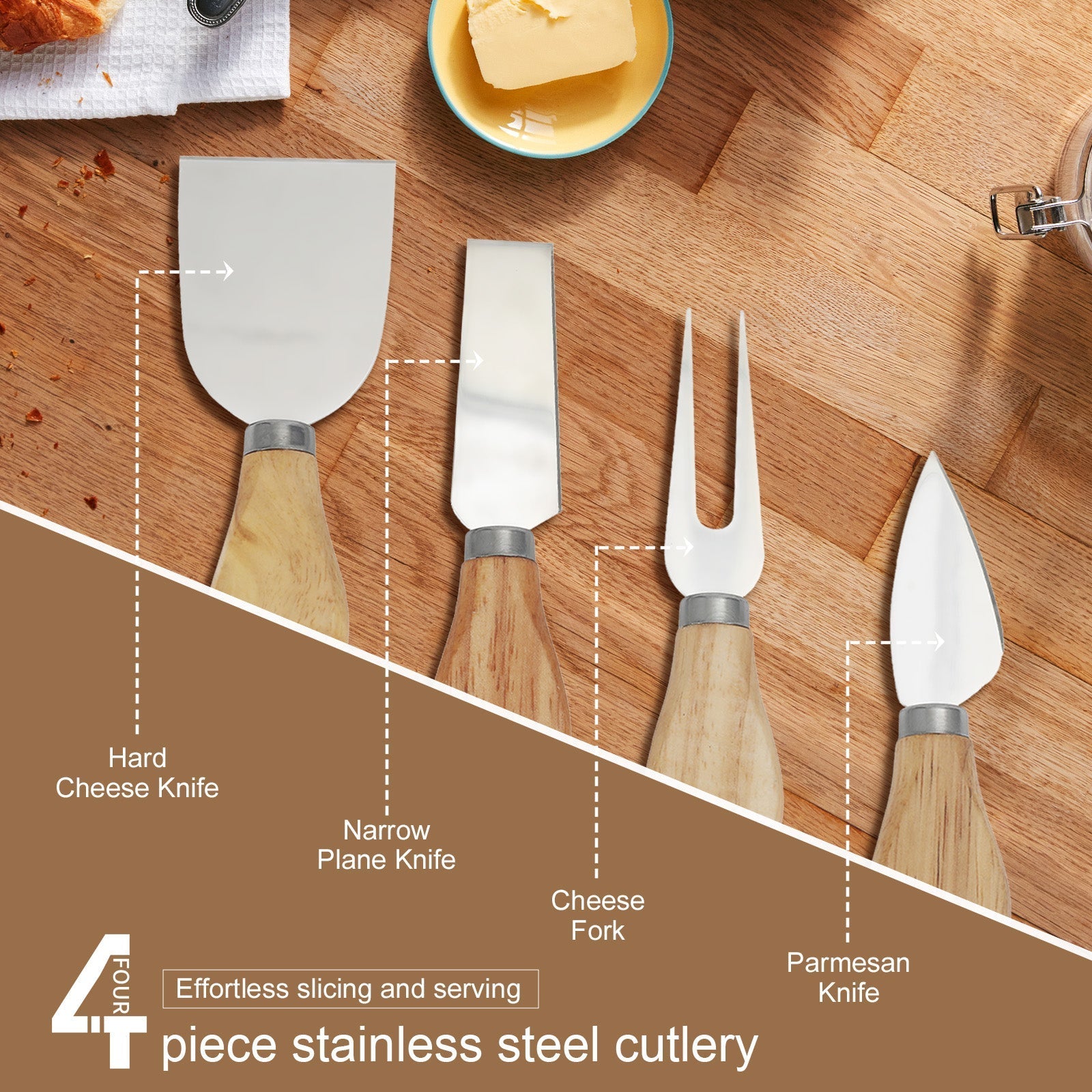 Bamboo Cheese Board And Knife Set - 03