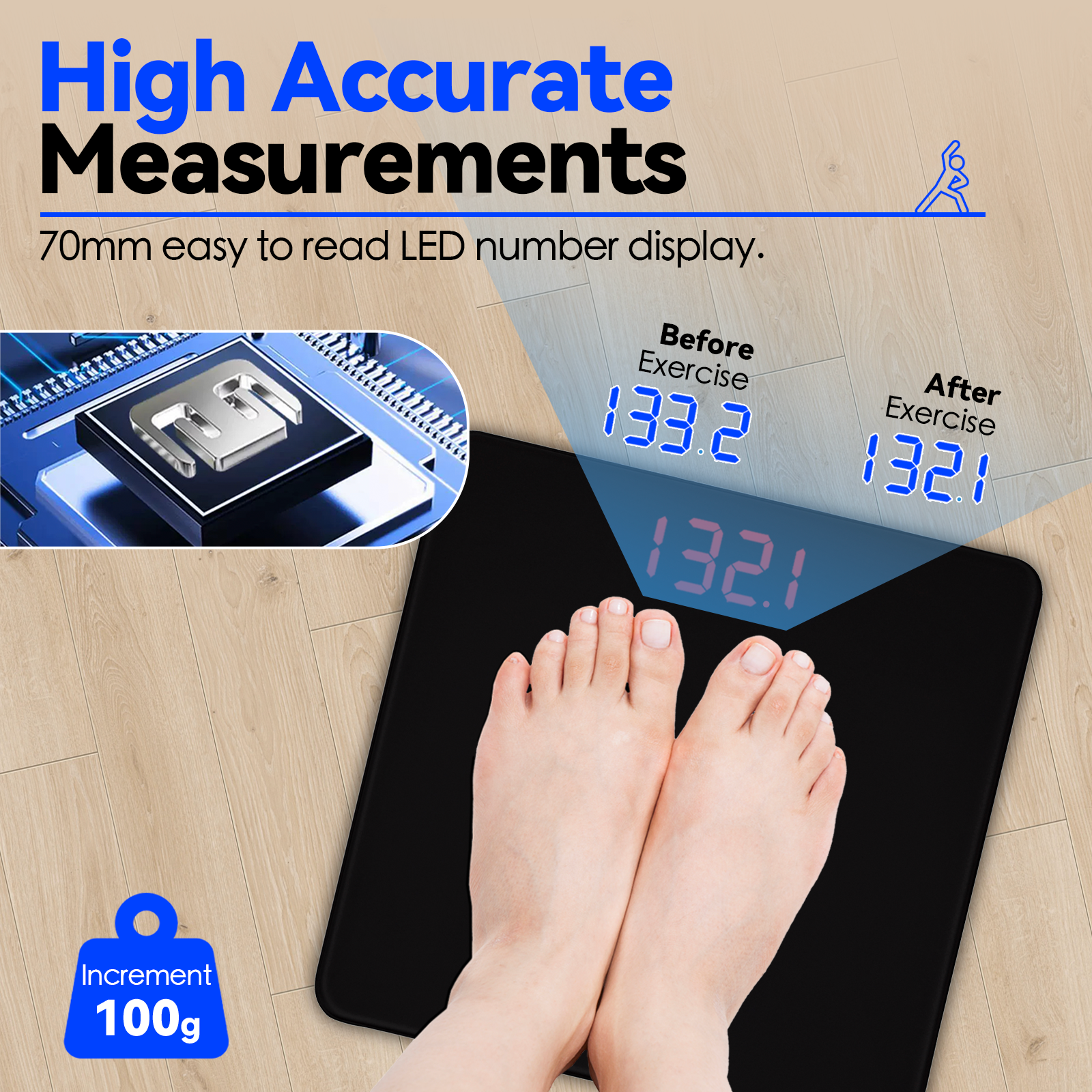 Clevinger Digital Glass Bathroom Scale Max Capacity 180Kg - 02