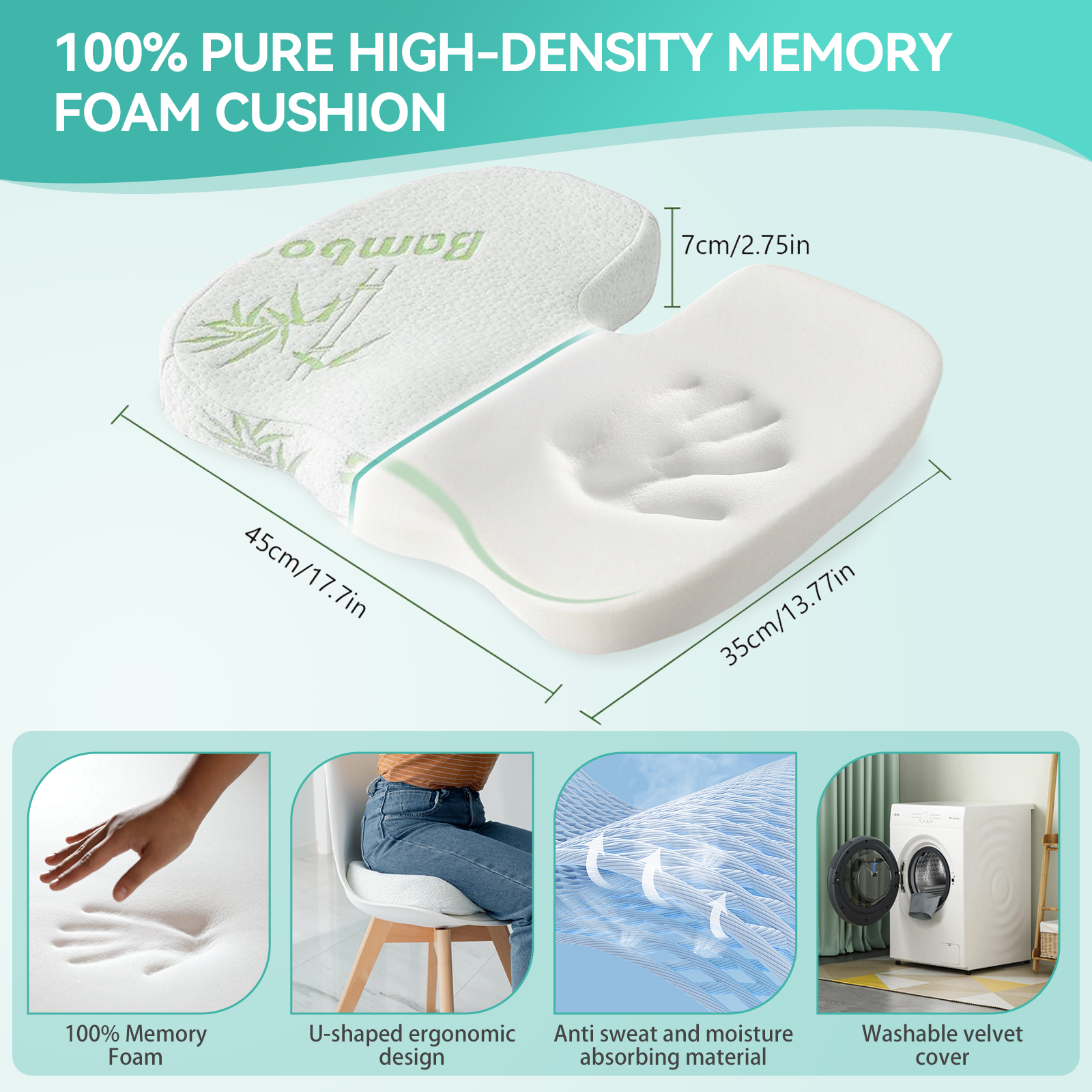 Memory Foam Seat Cushion With Bamboo Cover - 10