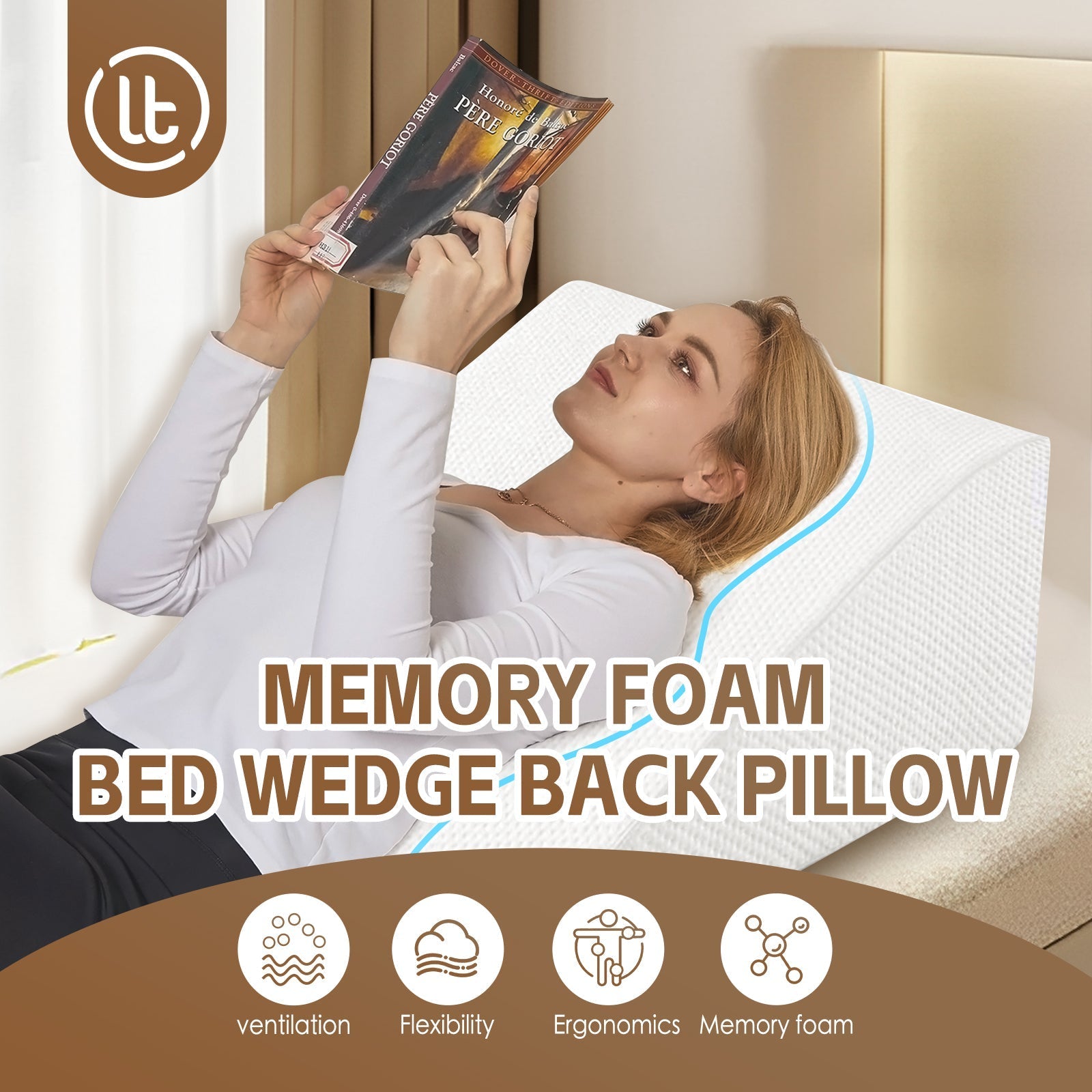 Clevinger Memory Foam Bed Wedge Back Support Pillow - 08