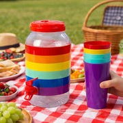 3.8L Leakproof Beverage Dispenser with 4 Cups - Rainbow