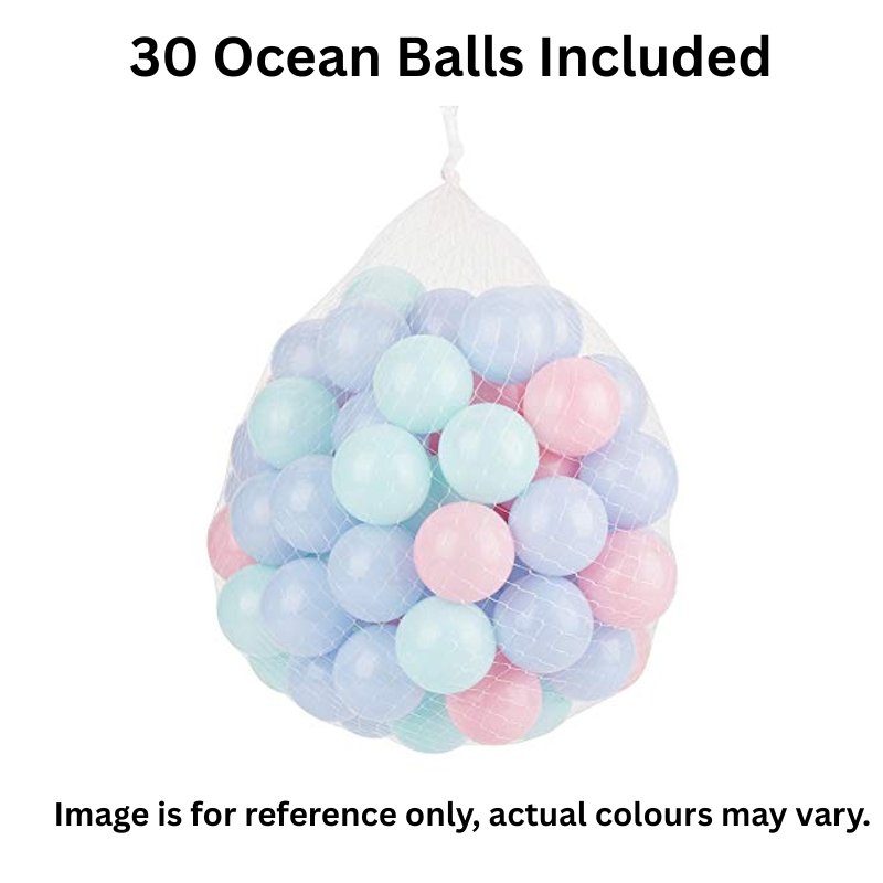 Kids Playpen Foldable 125X125 &amp; 30 Ocean Balls - Grey