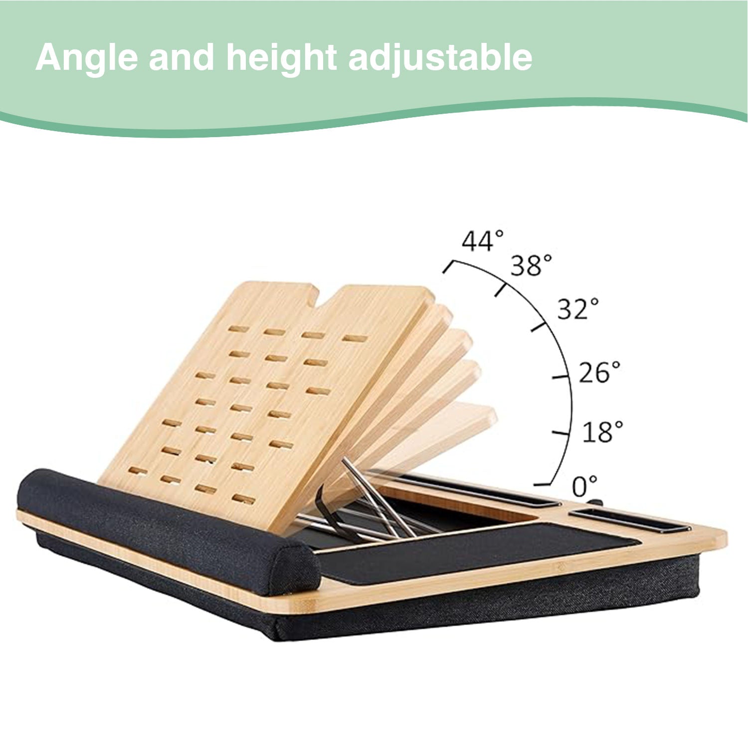 CARLA HOME Bamboo Laptop Lap Desk with Cushion, Angle Adjustable and Sleeve Case Bag for Office and Home-1992735289684135938