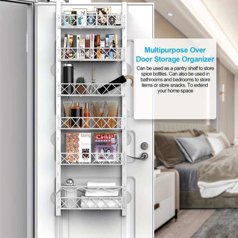 CARLA HOME 6 Tier Adjustable Baskets Over Door Pantry Organiser for Home Kitchen-1992735283900190724
