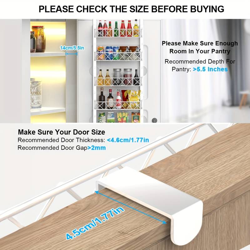 CARLA HOME 6 Tier Adjustable Baskets Over Door Pantry Organiser for Home Kitchen-1992735283900190725